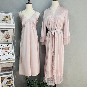 Комплект халат и сорочка нежно розовый