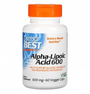 Doctor's Best Альфа-липоевая кислота, 600 мг, 60 вегетарианских капсул