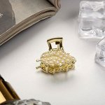 Краб для волос &quot;Жемчужная соната&quot; листочек, 2,3х1,7 см, золото
