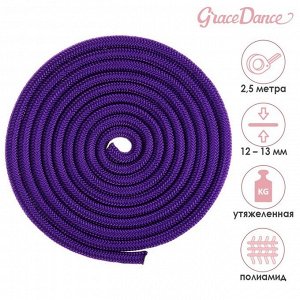 Скакалка для художественной гимнастики утяжелённая Grace Dance, 2,5 м, цвет фиолетовый