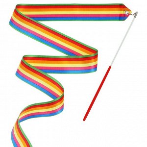 Лента гимнастическая с палочкой Grace Dance, 2 м, цвет радуга