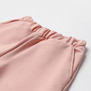 Костюм для девочки (футболка, шорты) MINAKU цвет пыльно-сиреневый/ бежевый, рост