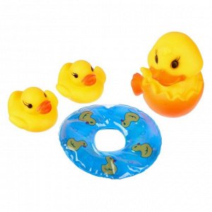 Набор резиновых игрушек для ванны «Утята с кругом», 7,5 см, с пищалкой, 4 шт, цвет МИКС, Крошка Я