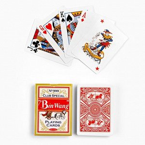 Карты игральные бумажные BinWang, 55 шт, 260 г/м2, красные, 6.3 х 8.8 см