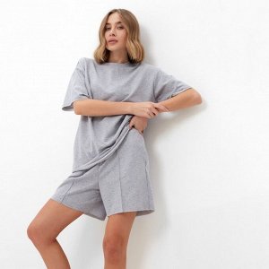 Комплект (футболка, шорты) женский MINAKU: Casual Collection цвет светло-серый