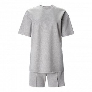 Комплект женский (футболка, шорты) MINAKU: Casual Collection, светло-серый