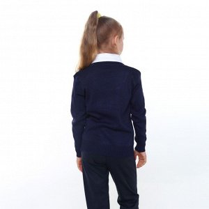 Джемпер-обманка для девочки, цвет синий, рост 128-134см