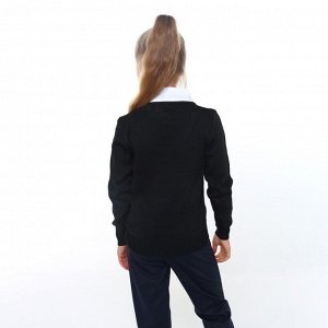 Джемпер-обманка для девочки, цвет чёрный, рост 128-134см