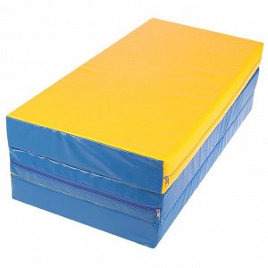 Мат, 100x150x10 см, 2 сложения, цвет синий/жёлтый