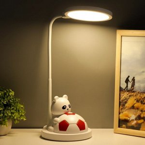 Настольная лампа "Мишка с мячом" LED бело-красный 14х15х48 см RISALUX