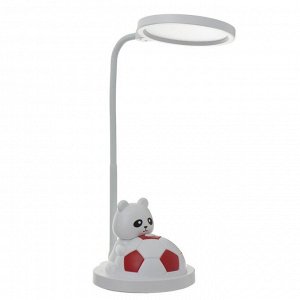 Настольная лампа "Мишка с мячом" LED бело-красный 14х15х48 см RISALUX