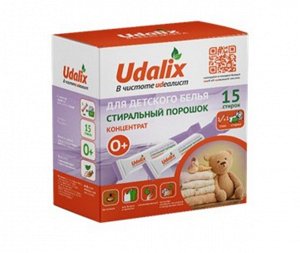 Udalix Детский пятновыводящий стиральный порошок 0+, гипоаллергенный концентрат (15 стиков)