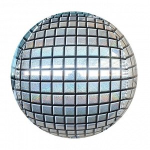 Шар фольгированный 24" 3D-сфера, голография, цвет серебряный