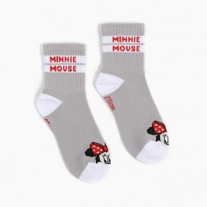 Набор носков "Minnie", Минни Маус, цвет серый/белый, 14-16 см