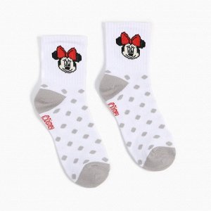 Набор носков "Minnie", Минни Маус, цвет серый/белый, 14-16 см
