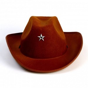 Карнавальная шляпа «Шериф», детская, р-р. 52-54, цвет коричневый