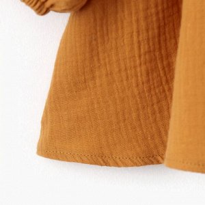 Платье детское с длинным рукавом KAFTAN «Муслин» 28 (86 -92 см), горчичное
