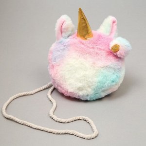 Сумка детская меховая «Единорог», 16х3х13 см
