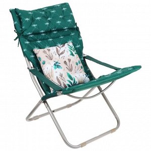 Кресло-шезлонг, матрас + подушка, цвет тёмно-зелёный, уценка