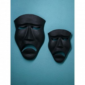 Набор настенных фигур "Маска грустная", полистоун, 60 см, 2 шт, чёрный матовый, 1 сорт, Иран