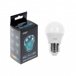Лампа светодиодная Luazon Lighting, G45, 5 Вт, E27, 450 Лм, 4000 К, дневной свет