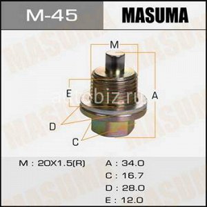 Болт маслосливной С МАГНИТОМ MASUMA  Honda  20х1.5mm *
