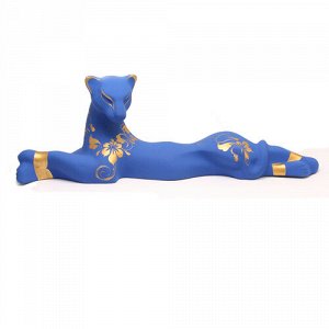 Кошка Багира роспись лежа 39 см синяя