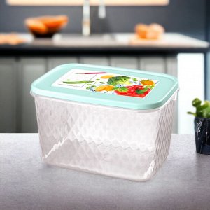 КОНТЕЙНЕР ДЛЯ ЗАМОРАЖИВАНИЯ И ХРАНЕНИЯ ПРОДУКТОВ С ДЕКОРОМ "КРИСТАЛЛ" 1,7Л (Светло-голубой)