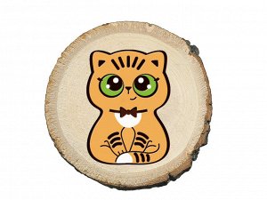 Выжигание на спилах "Котик, Сова, Мишка" (спил малый)
