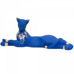 Кошка Багира роспись лежа 29 см синяя