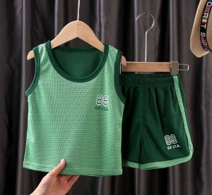 Костюм детский майка шорты для мальчика зеленый / костюм для мальчика летний / спортивный детский костюм майка с шортами