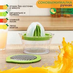Соковыжималка - сепаратор для яиц Доляна Freshbo, с мерным контейнером и насадкой - тёркой, зелёная