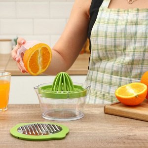 Соковыжималка - сепаратор для яиц Доляна Freshbo, с мерным контейнером и насадкой - тёркой, зелёная