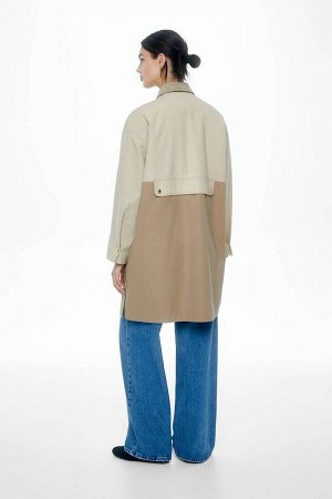 Женское двухцветное вельветовое пальто с воротником 04710312