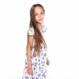 Платье для девочки, цвет белый/бабочки/феи, рост 128-134 см