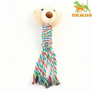 Игрушка с погремушкой мягкая для собак «Медведь» белый, 24 см