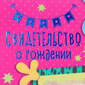 Свидетельство о рождении «Мишка» тиснение, А5