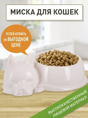 Миска для кормления кошек, животных мелких пород, для еды и воды, "Барсик" / 255 х 174 х 85 мм, 500 мл