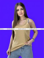 Майка женская ELEGANT с кружевом пр-во Узбекистан, бежевая