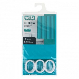 VETTA Шторка для ванной, ПЕВА, 60 г/м2, 180x180см, с магнитами, бирюзовая