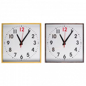 LADECOR CHRONO Часы настенные квадратные, пластик, стекло, 28 см, деревянная отделка, 2 дизайна
