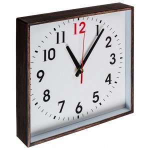 LADECOR CHRONO Часы настенные квадратные, пластик, стекло, 28 см, деревянная отделка, 2 дизайна