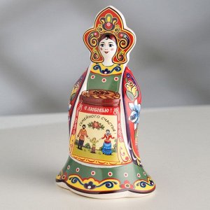 Сувенир колокольчик "Кукла с караваем", гжель", 11см, керамика