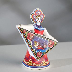 Сувенир колокольчик "Кукла с платком", гжель, 11 см, керамика