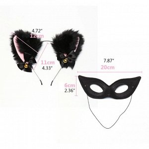 Комплект маска + ободок с кошачьими ушками