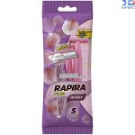 Rapira Berry Plus одноразовые бритвы из высококачественной стали со смазывающей полоской с Алоэ. 2 лезвия покрытые платиновым напылением. В упаковке 5 шт.