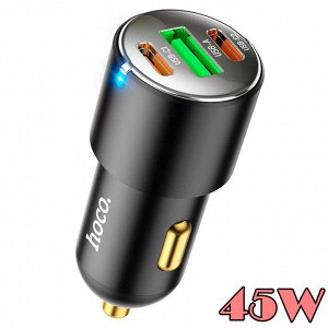 Автомобильное зарядное устройство HOCO NZ6 Power road, 1*USB + 2*Type-C, PD+QC3.0, 45W