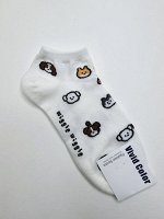 Носки женские укороченные, БЕЛЫЕ с рисунком. Ю. Корея