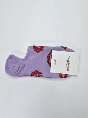 Носки женские укороченные с силиконом, ФИОЛЕТОВЫЕ. Ю. Корея