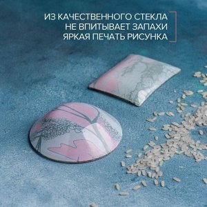 Набор для суши из стекла Доляна «Закат», 3 предмета: соусники 8×2 см, 8×6 см, подставка 25×15 см